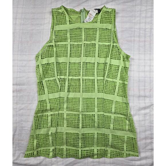 VINTAGE Gianni Versace Couture Women's Laser Cut Mesh Sleeveless Top Green 40 M